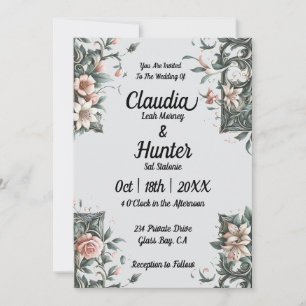 Earthy Floral Vine Wedding Invitation