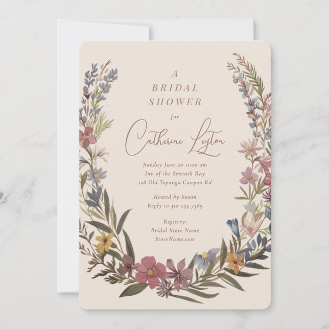 Earthy Floral Wreath Bridal Shower Invitation (Front)