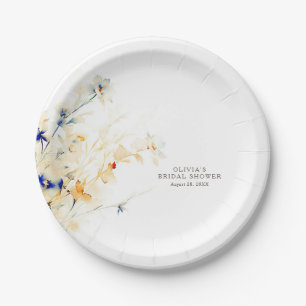 Earthy Flowers Elegant Minimalist Paper Plate