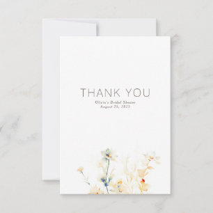 Earthy Flowers Minimalist Small Thank You Card