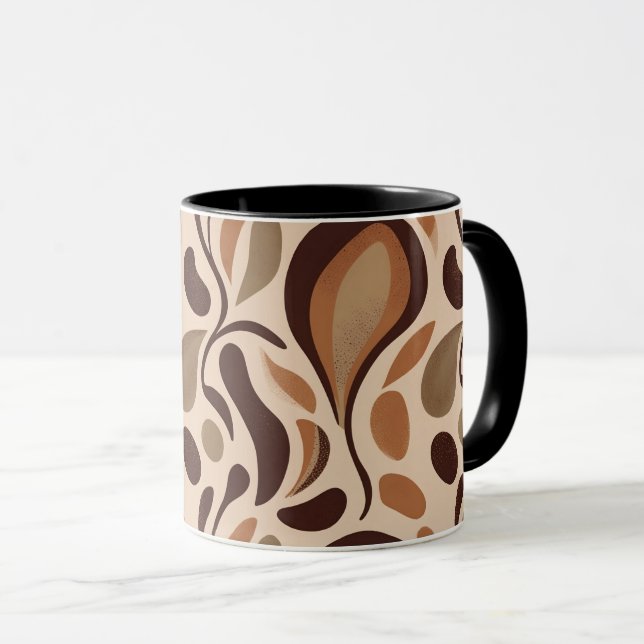 Earthy Fluid Shapes Mug – Minimal Abstract Style (Front Right)