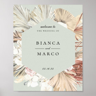 Earthy Foliage Frame Wedding Welcome Poster
