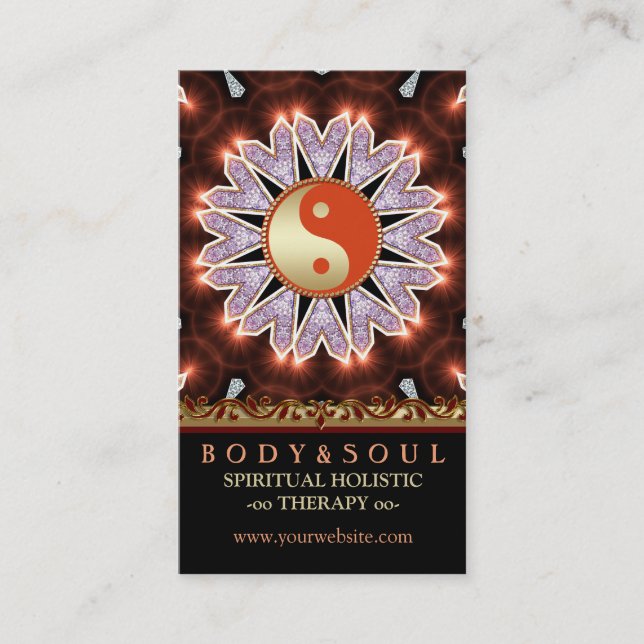 Earthy Fresh Healing YinYang Yoga Business Cards (Front)