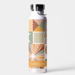 Earthy Geometric 70s Retro Personalised Name Water Bottle<br><div class="desc">Earthy Geometric 70s Retro Personalised Name Water Bottle</div>