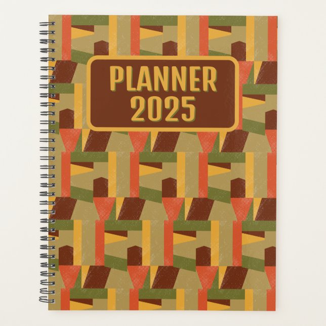 Earthy Geometric Abstrac Customizable Planner (Front)