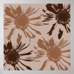 Earthy Gerbera Flowers Poster
