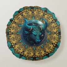 Earthy Gold Teal Tribal Taurus Zodiac