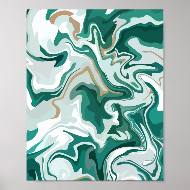 Earthy Green Abstract Swirl Poster (Front)
