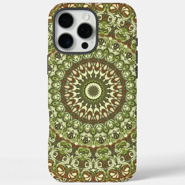 Earthy Green and Brown Mandala Pattern Design Case-Mate iPhone Case (Back)
