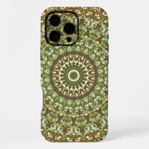 Earthy Green and Brown Mandala Pattern Design iPhone 16 Pro Max Case