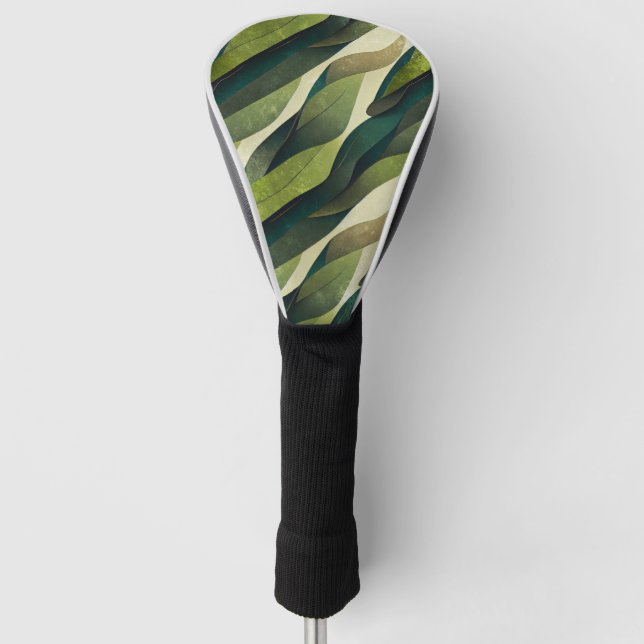 Earthy Green Art Deco Fan Pattern (2) Golf Head Cover (Front)