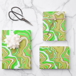 Earthy Green Fluid Abstract Art Wrapping Paper Sheet