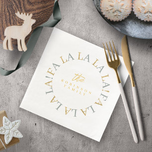 Earthy Green Gold Christmas Fa La La ID1009 Napkin