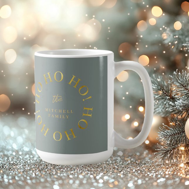 Earthy Green Gold Christmas Ho Ho Ho ID1009 Coffee Mug (Creator Uploaded)