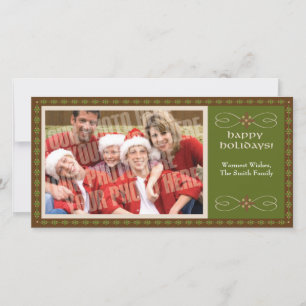 Earthy green with single photo holiday card