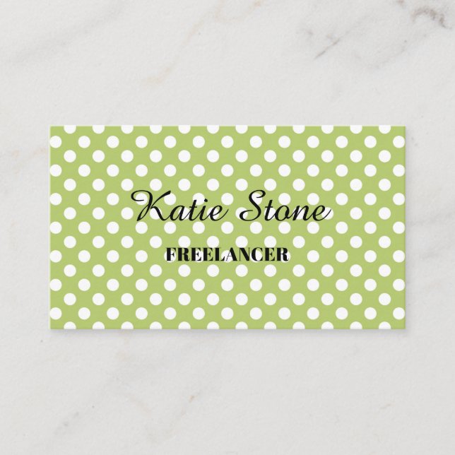 Earthy green with white dots business card (Front)