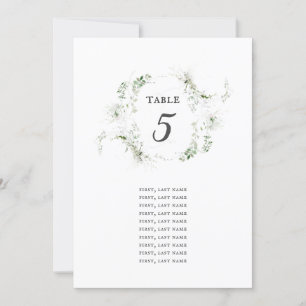 Earthy Greenery Watercolor Table Number