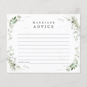 Earthy Greenery Watercolor Wedding Advice Card