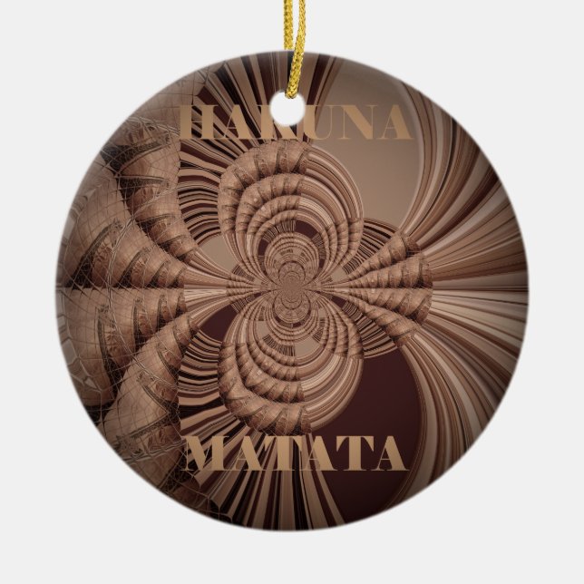 Earthy Hakuna Matata Art Print Ceramic Tree Decoration (Front)