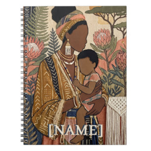 Earthy Heritage Mother & Child Mudcloth Custom Notebook