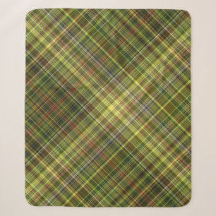 Earthy Hues Rust and Olive Plaid Sherpa Blanket