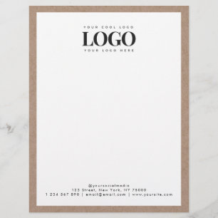 Earthy Kraft Add Your Rectangle Business Logo Text Custom Letterhead