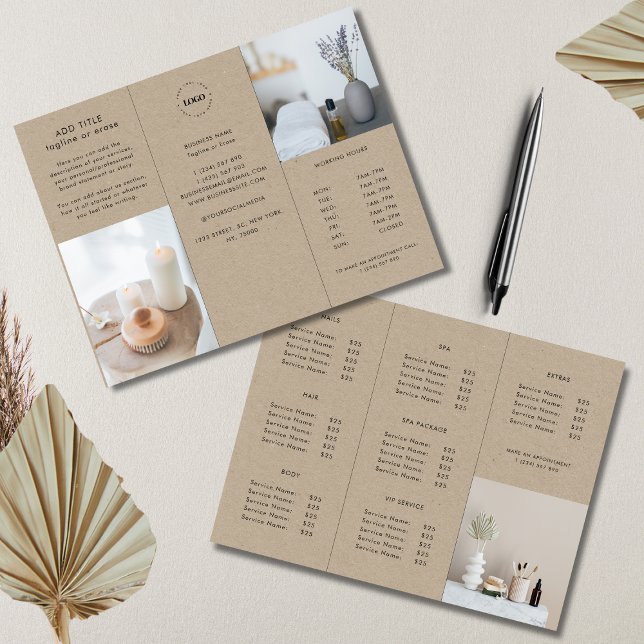 Earthy Kraft Look Logo Business Trifold Brochure   (Creator Uploaded)