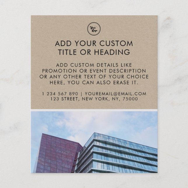 Earthy Kraft Style Custom Business Logo & Photo Flyer (Front)