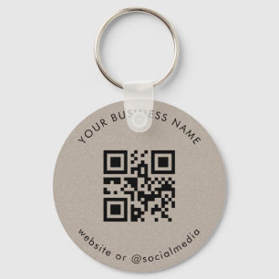 Earthy Kraft Your Custom Business Qr Code Scan Key Ring