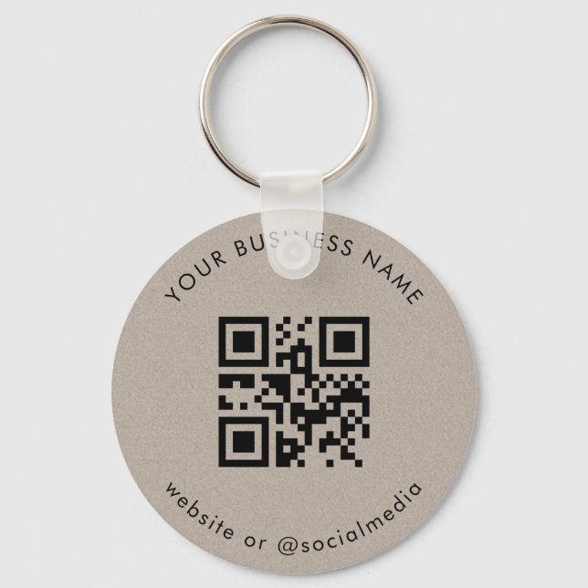 Earthy Kraft Your Custom Business Qr Code Scan Key Ring (Front)