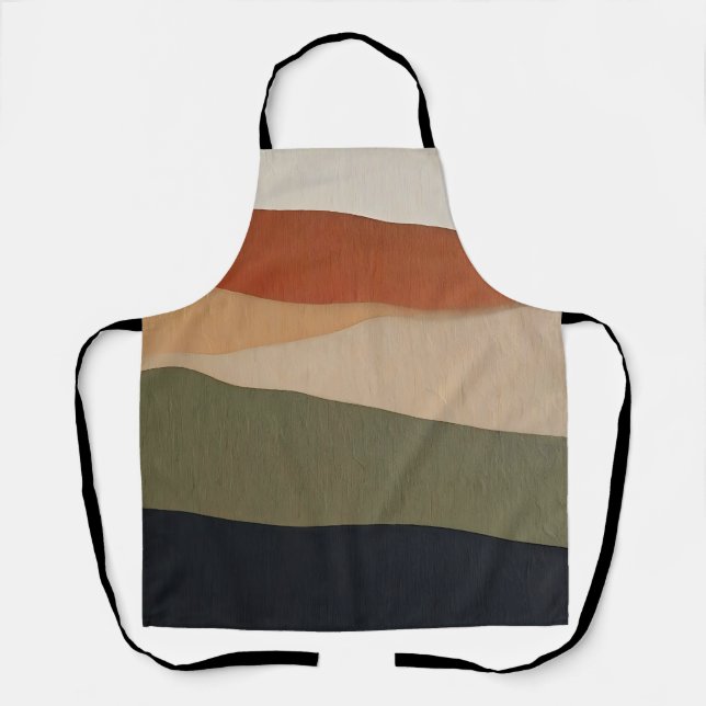 Earthy Layered Landscape Abstract Apron (Front)