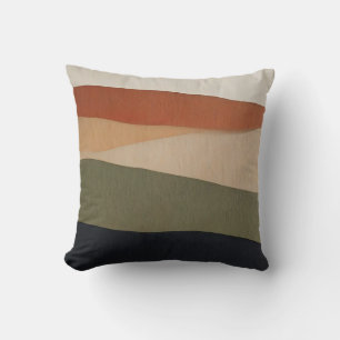 Earthy Layered Landscape Abstract Cushion
