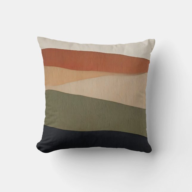 Earthy Layered Landscape Abstract Cushion (Front)