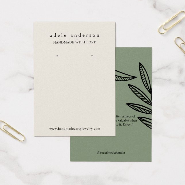 Earthy Leaf Jewellery Earring Display Card (Office)