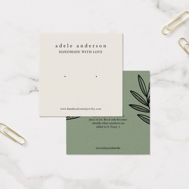 Earthy Leaf Jewellery Stud Earring Display Card (Office)