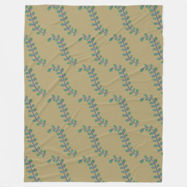 Earthy Leaf Swirl Fleece Blanket (Front)