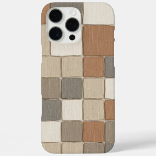 Earthy Linen Chequerboard Modern Bohemian iPhone 16 Pro Max Case