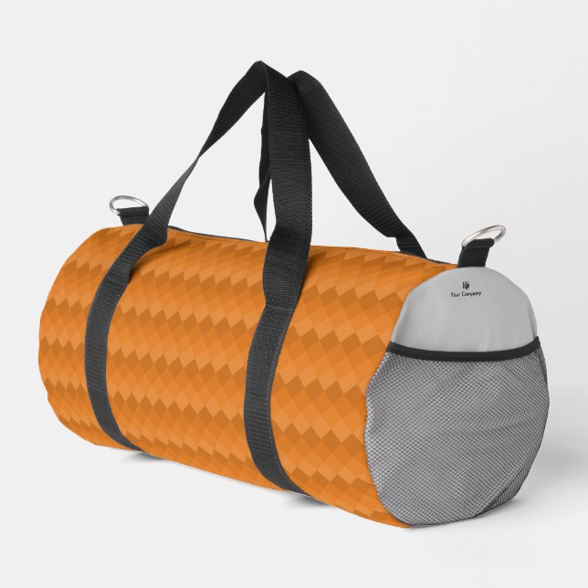 Earthy Logo Company Name Orange Pixel & Grey  Duffle Bag (Right Corner)