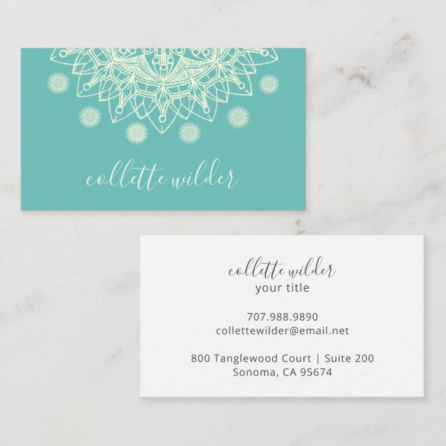 Earthy Lotus Flower Mandala Yoga Business Card (Front/Back)