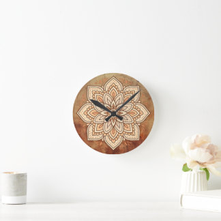 Earthy Mandala Round Clock