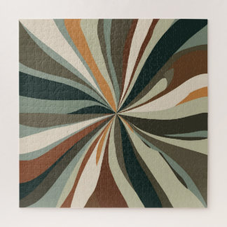Earthy Mid-Century Harmony | Retro Geometric Jigsa Jigsaw Puzzle