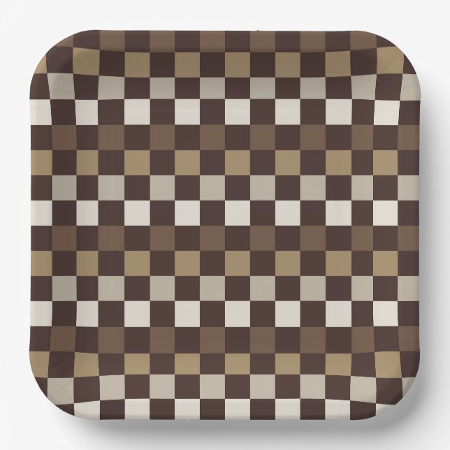 Earthy minerals checkerboard pattern paper plate (Front)