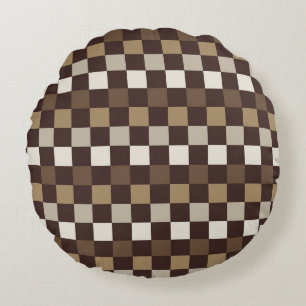 Earthy minerals chequerboard pattern round cushion