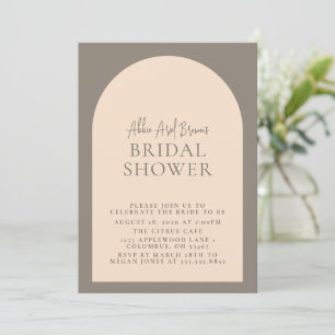 Earthy Minimal Arch Script Text Bridal Shower Invitation