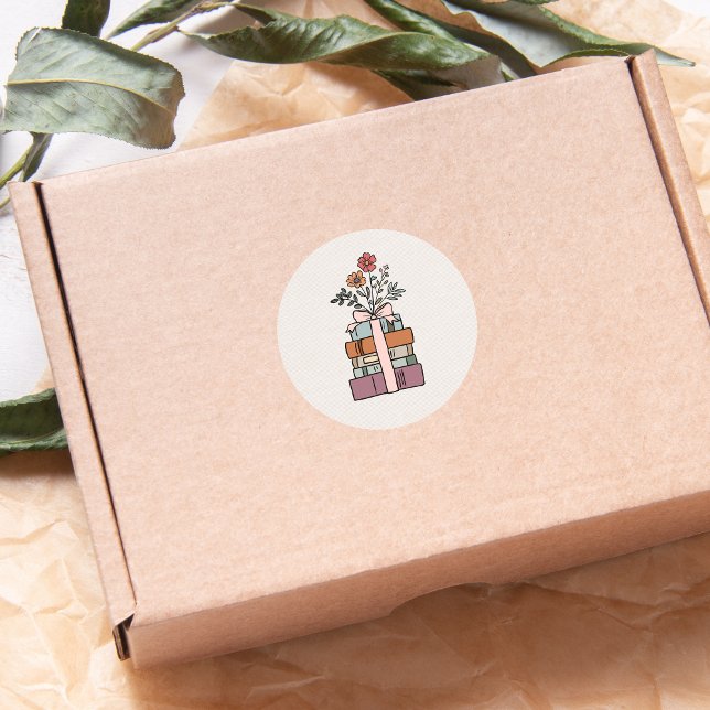 Earthy Minimal Boho Wild Flower Book Themed  Classic Round Sticker (Creator Uploaded)