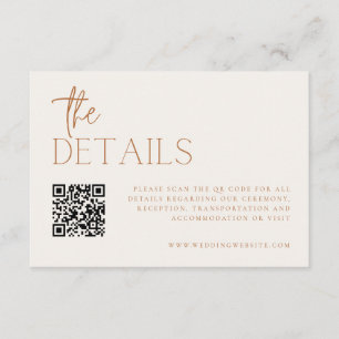 Earthy Minimal Wedding Details QR Code Enclosure Card