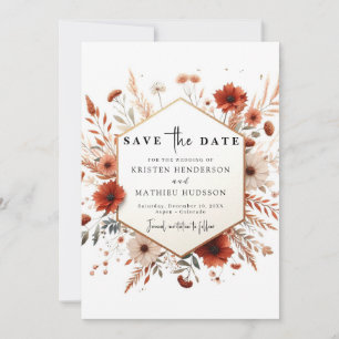 Earthy Minimalist Terracotta Wedding Save The Date