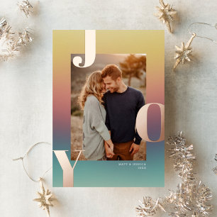 Earthy Modern Gradient JOY Christmas Photo Foil Holiday Card