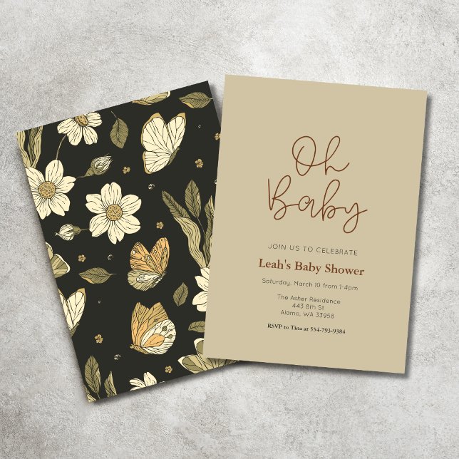 Earthy Moody Girls Baby Shower Invitation (Creator Uploaded)