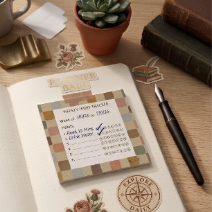 Earthy Mosaic Custom Monogram Weekly Habit Tracker Post-it Notes